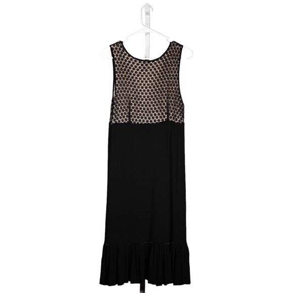 BCBG MaxAzria Women's Dress Black Beige Stretch Sleeveless Midi Fit Flare Size L - Picture 2 of 9